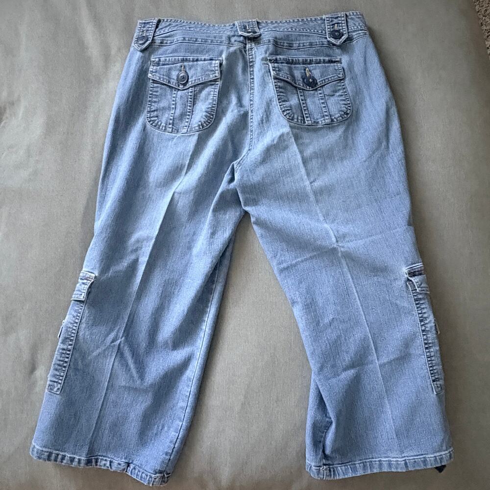 Y2K Denim Cargo Capri LowRise Baggy Wide Leg Utility Jeans NO TAGS (10)SeePics! - Picture 2 of 8